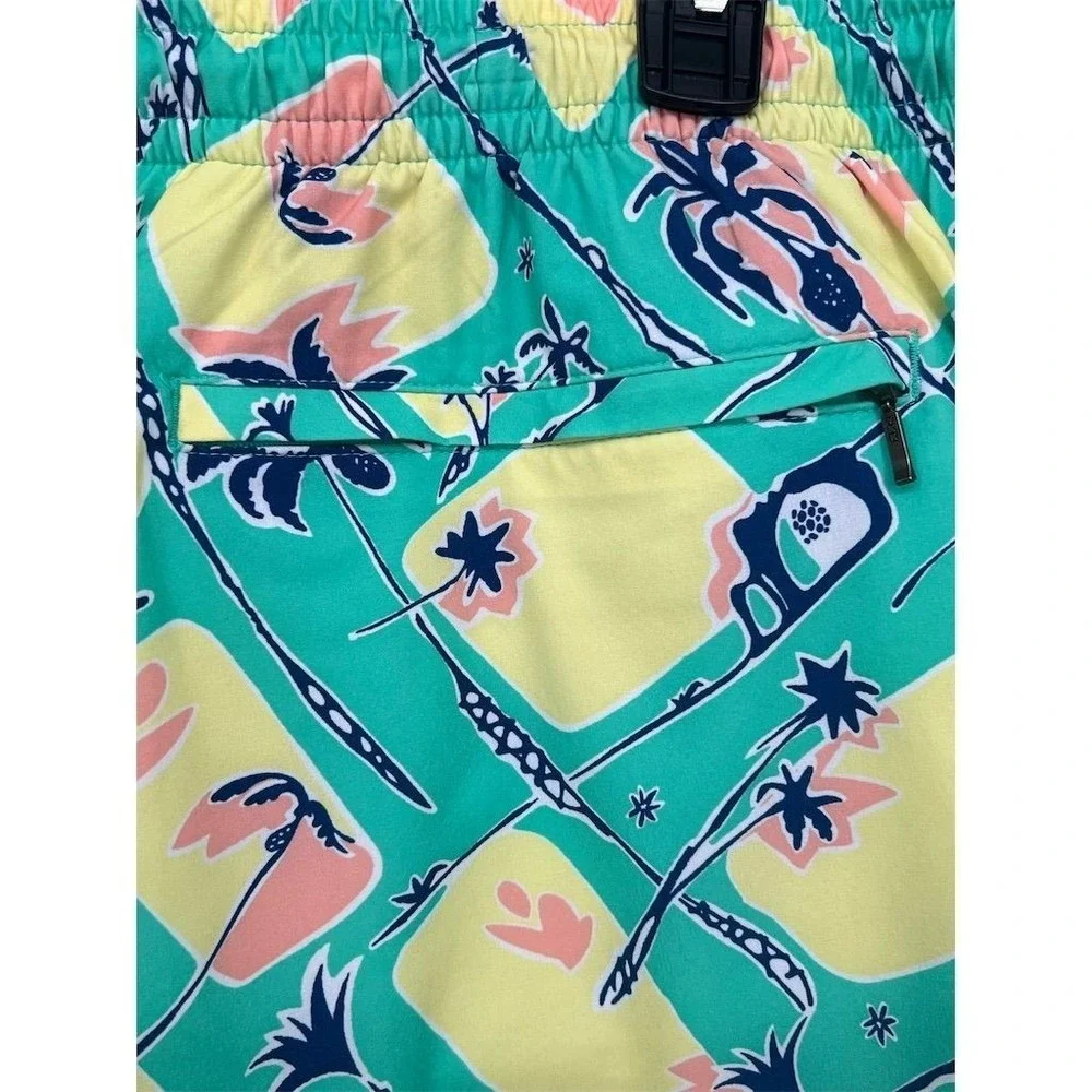 NEW Caribbean Swimwear‎ Men's 3XB Green Tropical Palm Tree Swim Trunks